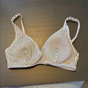 Roxy Black and White Striped Bikini Top
